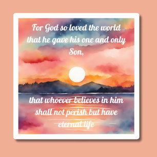 John 3:16 Bible Verse Sunset Watersecure Klistermärken