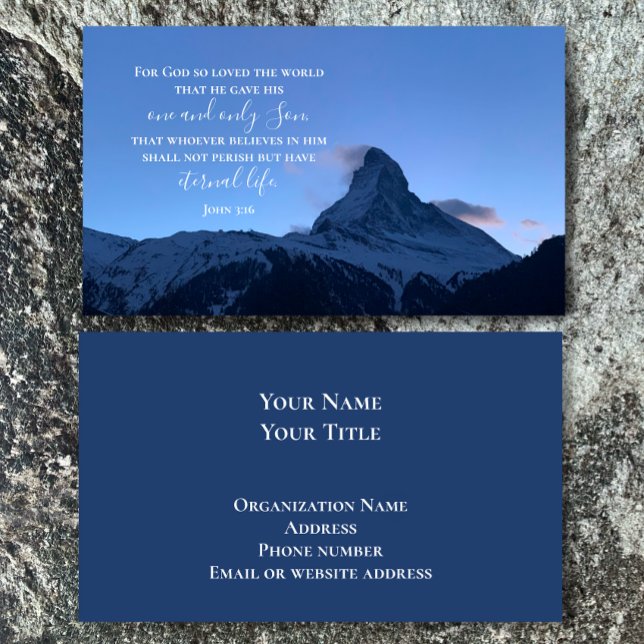 John 3:16 Bible Verse | Swiss Alpernas Original Ph Visitkort (Customize this unique business card with my original Matterhorn nature photo and John 3:16 scripture)