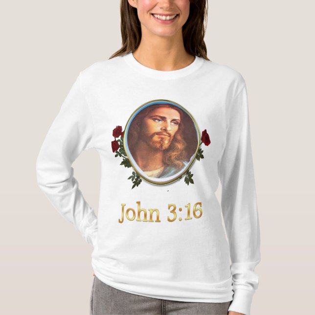 John 3:16 Bible verse T Shirt (Framsida)