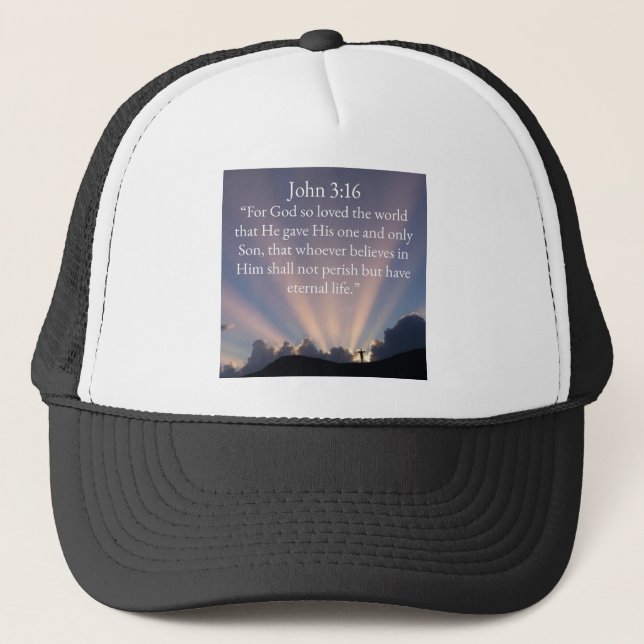 John 3:16 Bible Verse Trucker Hat Keps (Framsida)