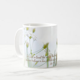 John 3:16 Bible Verse White Blommigt Beauty Kaffemugg