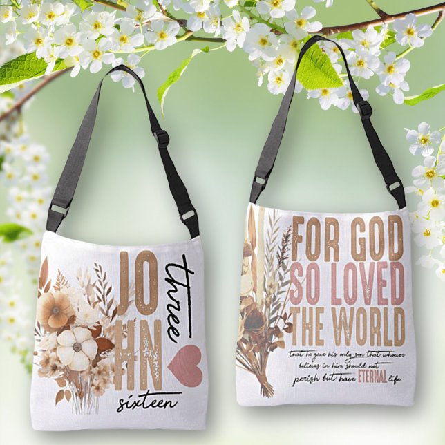 John 3:16 Bible Verse White Tote Bag Axelväska (Skapare uppladdad)