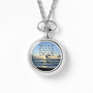 JOHN 3:16 BLÅ HIMMEL SCRIPTURE PHOTO ARMBANDSUR