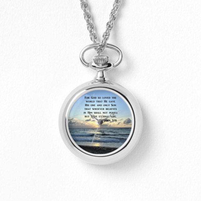 JOHN 3:16 BLÅ HIMMEL SCRIPTURE PHOTO ARMBANDSUR (Framsida)
