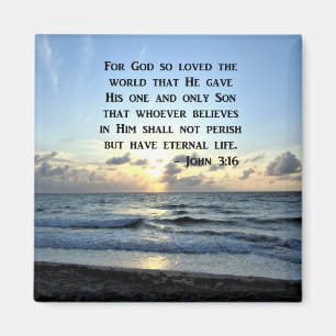 JOHN 3:16 BLÅ HIMMEL SCRIPTURE PHOTO MAGNET