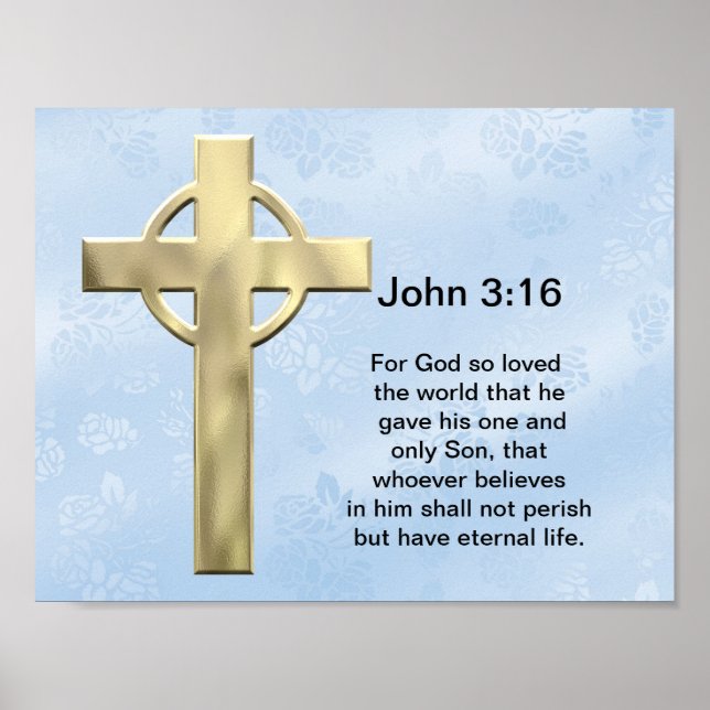 John 3:16 (blå) poster (Framsidan)