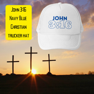John 3:16 Blue Christian Hat Keps
