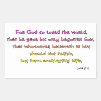 John 3:16 Christian Gift Rektangulärt Klistermärke