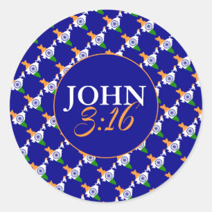 JOHN 3:16 Christian Scripture INDIA FLAGGA Blue Runt Klistermärke