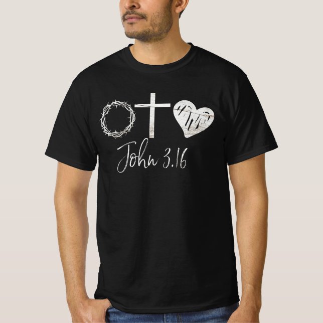 John 3.16 Christian T Shirt (Framsida)