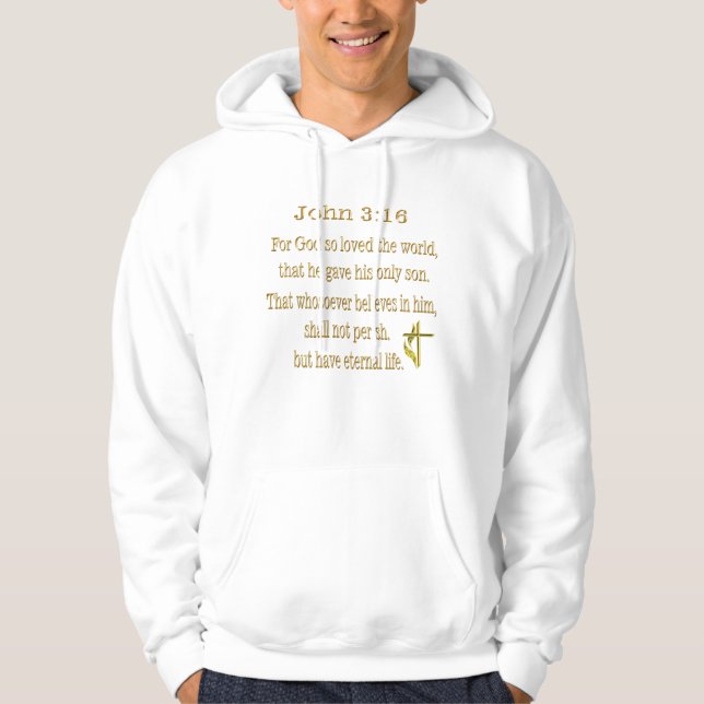 John 3:16 Christian t-shirt Tröja Med Luva (Framsida)