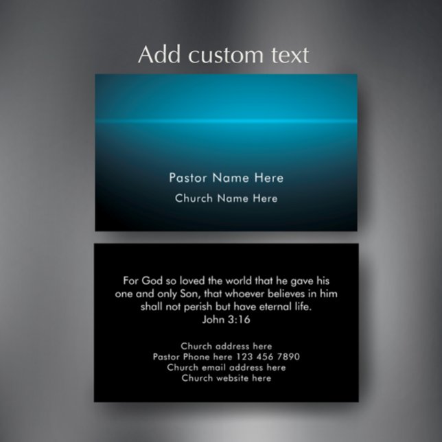 John 3:16 Custom Scripture Christian Church Pastor Visitkort (Custom text Bible scripture card. John 3:16 verse on a pastor business card. Modern blue template.
)