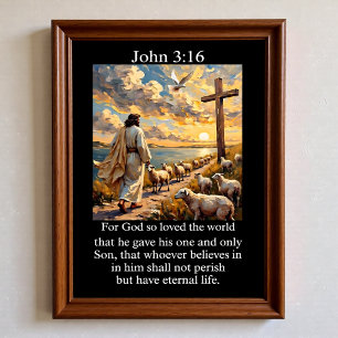 John 3:16 Den gode herden Kors Helig Ande Duva  Poster