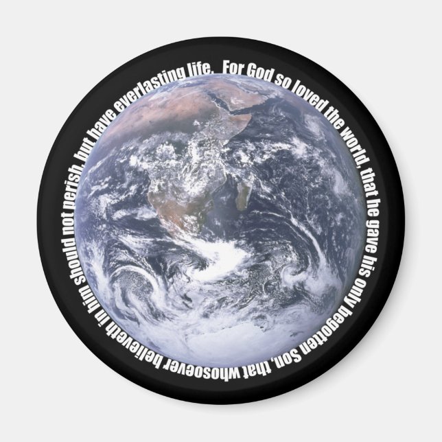 John 3:16-Earth Christian Magnet (Framsidan)