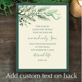 John 3:16 Elegant Modern Grey Anpassningsbar jul Julkort