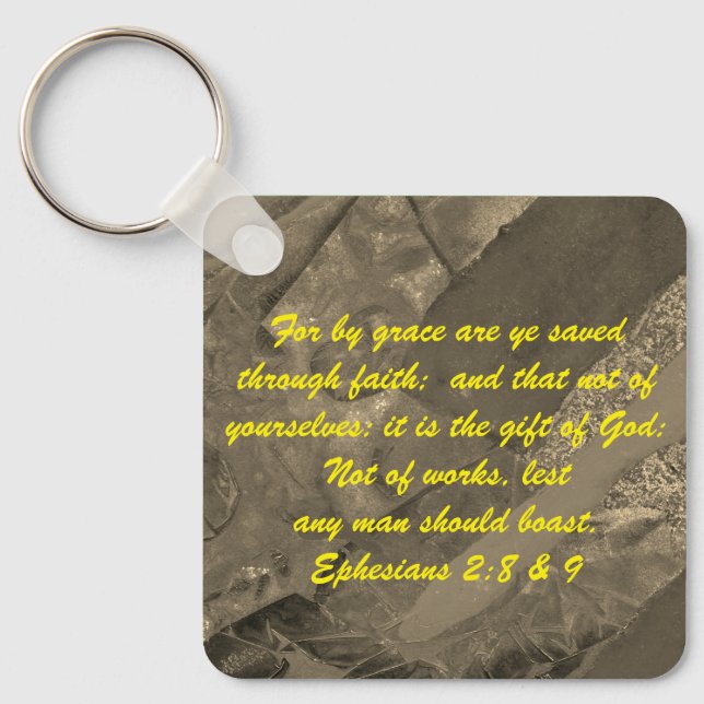 John 3:16 & Ephesian2:8 & 9 Bible Sanning Keychain Nyckelring (Framsida)