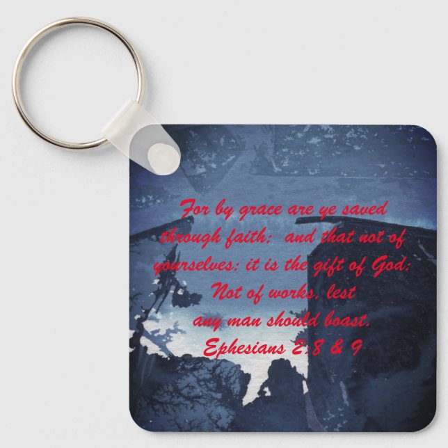 John 3:16 & Ephesian2:8 & 9 Bible Sanning Keychain Nyckelring (Framsida)