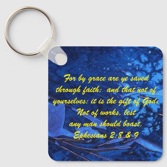 John 3:16 & Ephesian2:8 & 9 Bible Sanning Keychain Nyckelring (Framsida)