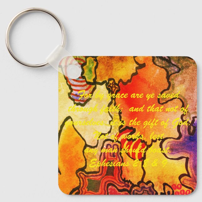 John 3:16 & Ephesian2:8 & 9 Bible Sanning Keychain Nyckelring (Framsida)