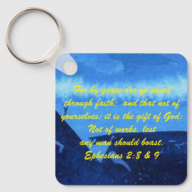 John 3:16 & Ephesian2:8 & 9 Bible Sanning Keychain Nyckelring (Framsida)