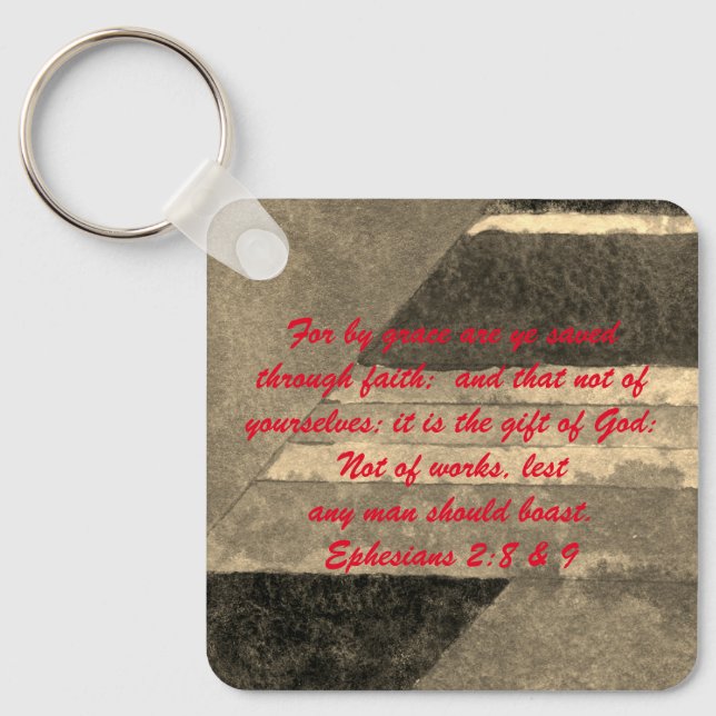 John 3:16 & Ephesian2:8 & 9 Bible Sanning Keychain Nyckelring (Framsida)