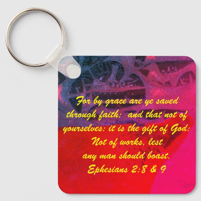 John 3:16 & Ephesian2:8 & 9 Bible Sanning Keychain Nyckelring (Framsida)