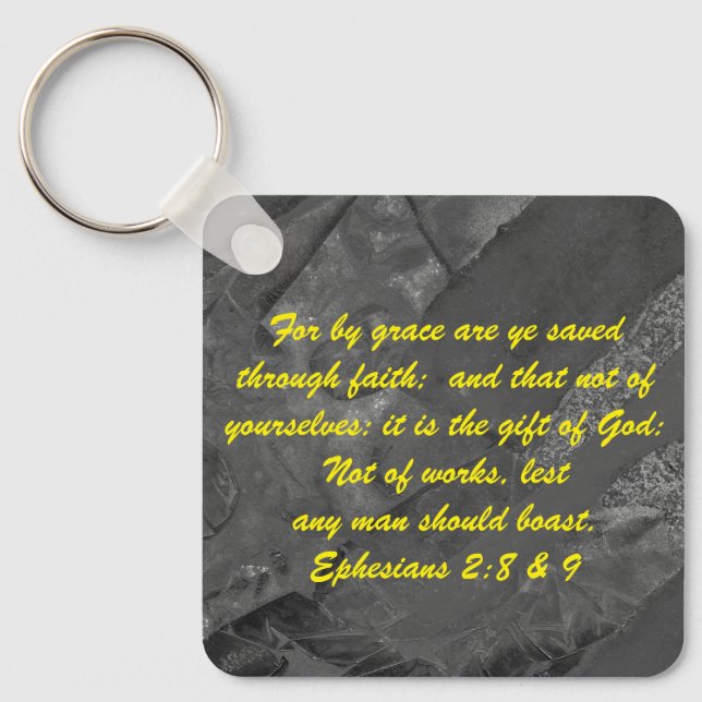 John 3:16 & Ephesian2:8 & 9 Bible Sanning Keychain Nyckelring (Framsida)