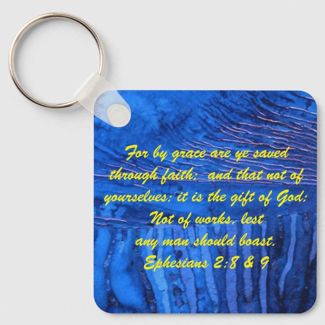 John 3:16 & Ephesian2:8 & 9 Bible Sanning Keychain Nyckelring (Framsida)