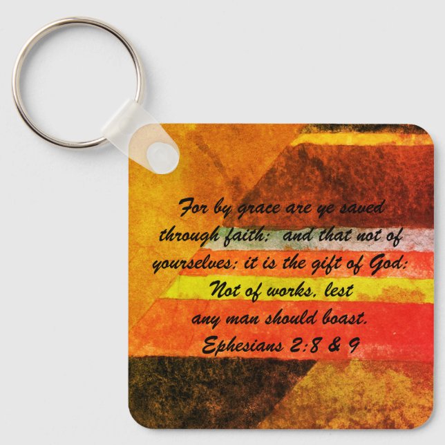 John 3:16 & Ephesian2:8 & 9 Bible Sanning Keychain Nyckelring (Framsida)