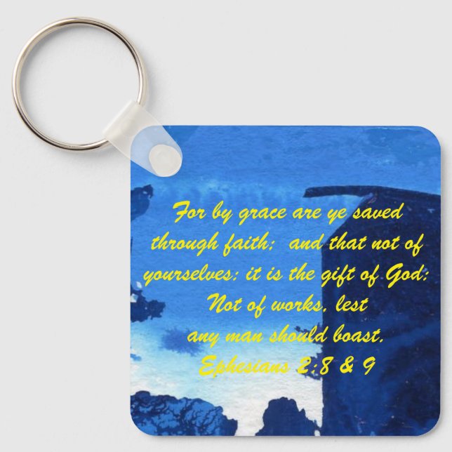 John 3:16 & Ephesian2:8 & 9 Bible Sanning Keychain Nyckelring (Framsida)