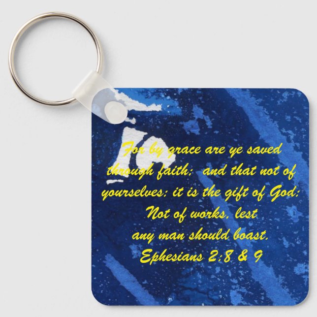 John 3:16 & Ephesian2:8 & 9 Bible Sanning Keychain Nyckelring (Framsida)