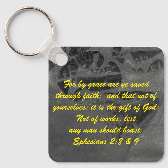 John 3:16 & Ephesian2:8 & 9 Bible Sanning Keychain Nyckelring (Framsida)