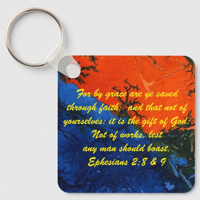 John 3:16 & Ephesian2:8 & 9 Bible Sanning Keychain Nyckelring (Framsida)