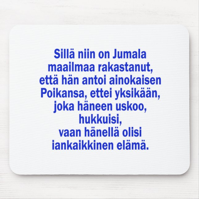 John 3:16 Finska Musmatta (Framsidan)