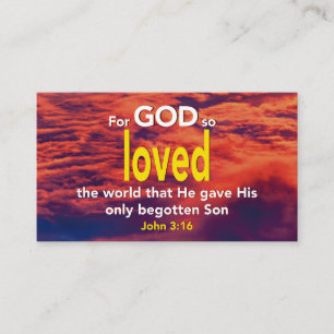 John 3:16   FÖR GOD SÅ FÖRLORAD VÄRLDSKRIPTEN Visitkort