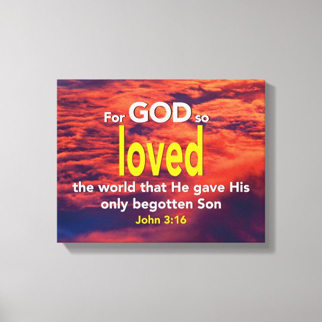 John 3:16 FÖR GOD SÅ LOVAT VÄRLDENS kristna Canvastryck (Framsida)