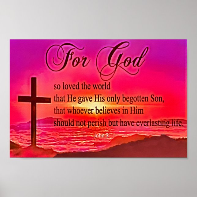 John 3:16 för Gud så älskade världen. Poster (Framsidan)