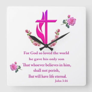 John 3:16 fyrkantig klocka