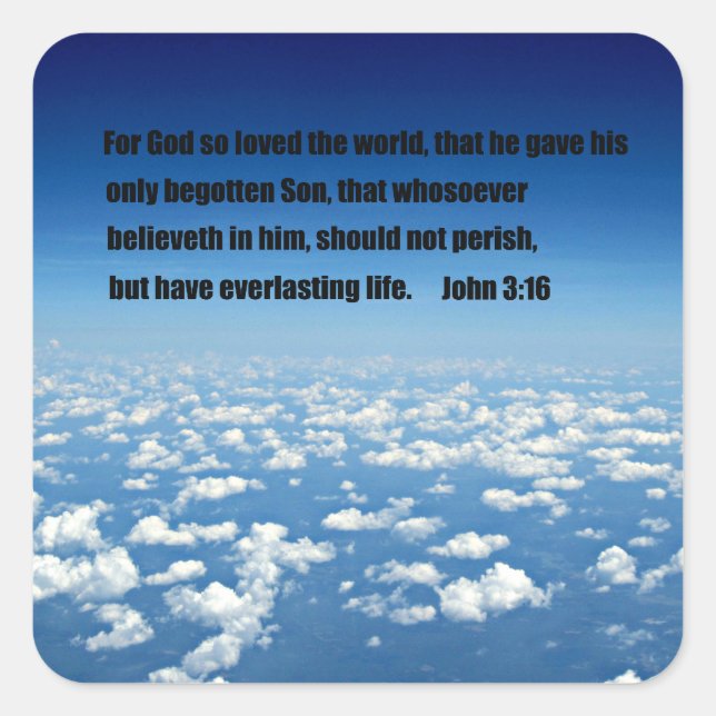 John 3:16 fyrkantigt klistermärke (Framsida)