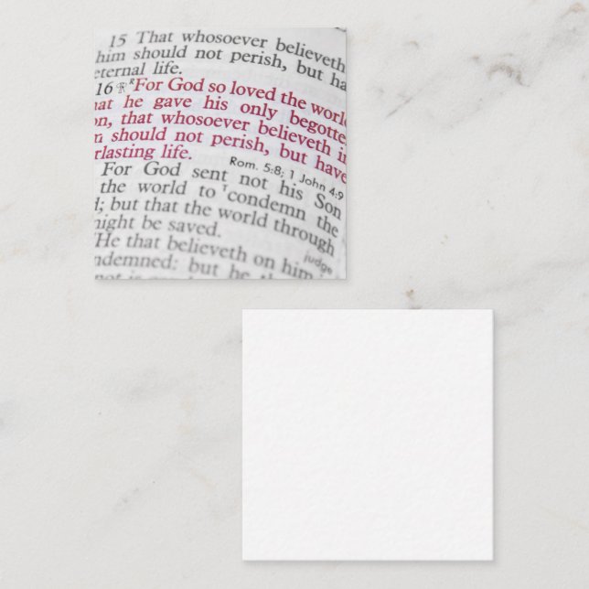 John 3:16 fyrkantigt visitkort (Fram/baksida)