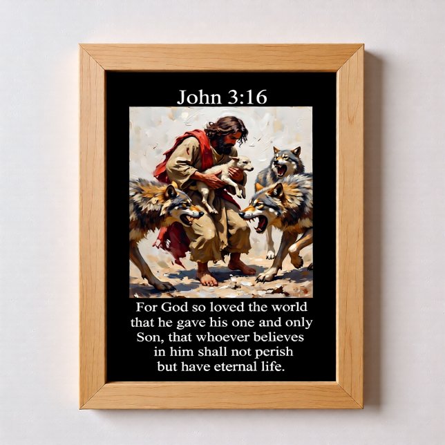 John 3:16 Goda herden Frigör Lamm Vargar Poster (Skapare uppladdad)