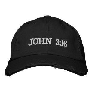 John 3:16 Grace Verses White Embroidery Christian Broderad Keps