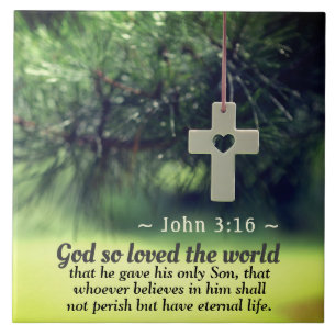 John 3:16 Gud älskade världen han gav sin son. Kakelplatta