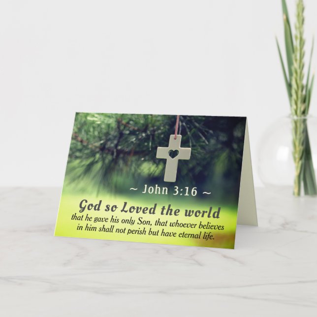 John 3:16 Gud älskade världen han gav sin son. Kort (Framsida)