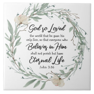 John 3:16 Gud älskade World Bible Verse Kakelplatta