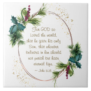 John 3:16 Gud så älskad världsjulen Kakelplatta