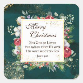 John.3:16 Gud så älskade världen, jul Fyrkantigt Klistermärke