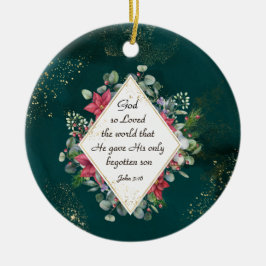 John.3:16 Gud så älskade världen, jul Julgransprydnad Keramik