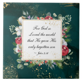 John.3:16 Gud så älskade världen, jul Kakelplatta