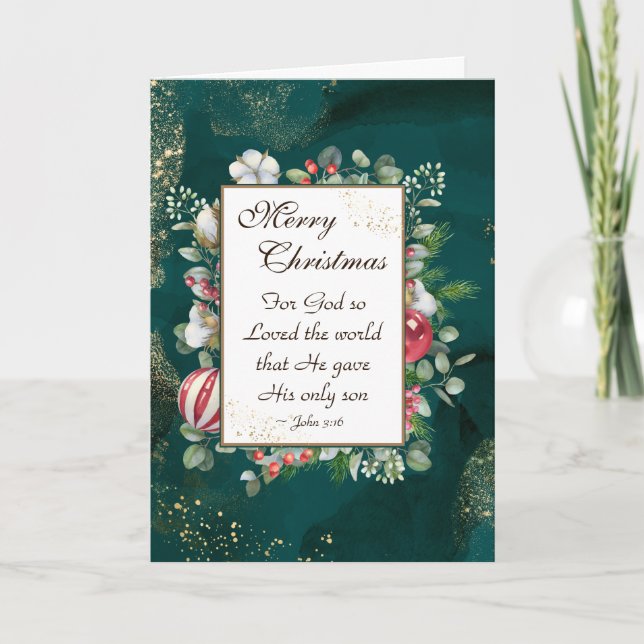 John.3:16 Gud så älskade världen, jul Kort (Framsida)